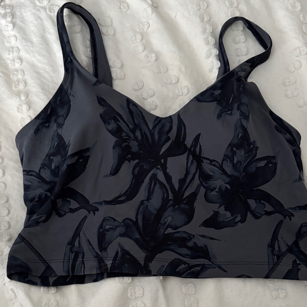 lululemon athletica Charcoal Gray Floral Tank Top